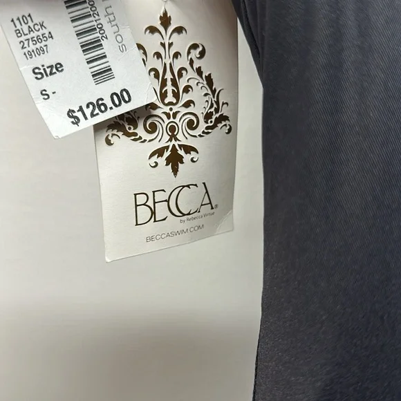 Becca Socialite Swimsuit One Piece V-Neck Ruffled Plunging Black New Size Small - Picture 9 of 12